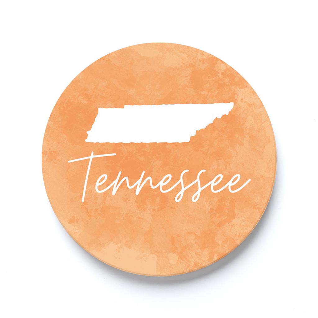 Car Coaster-Orange Watercolor Solid Tennessee -0