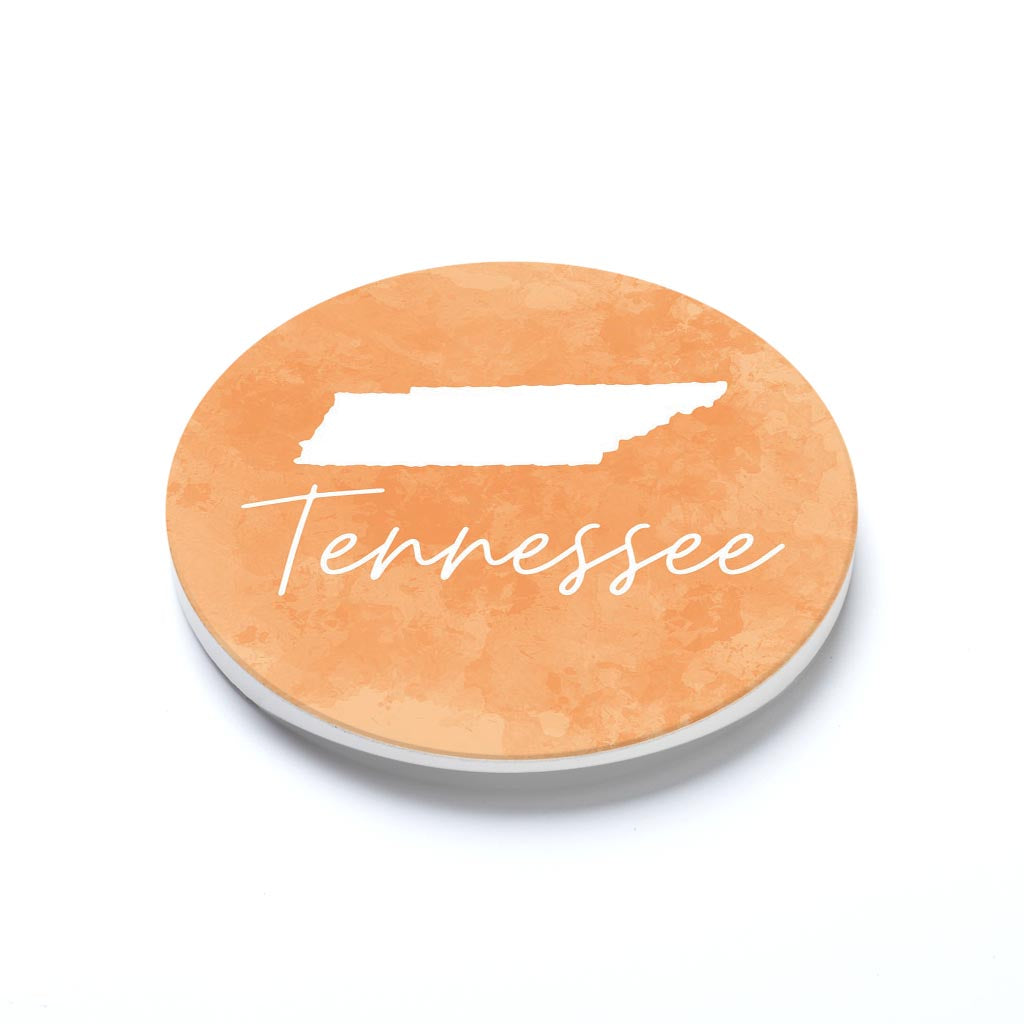 Car Coaster-Orange Watercolor Solid Tennessee -1