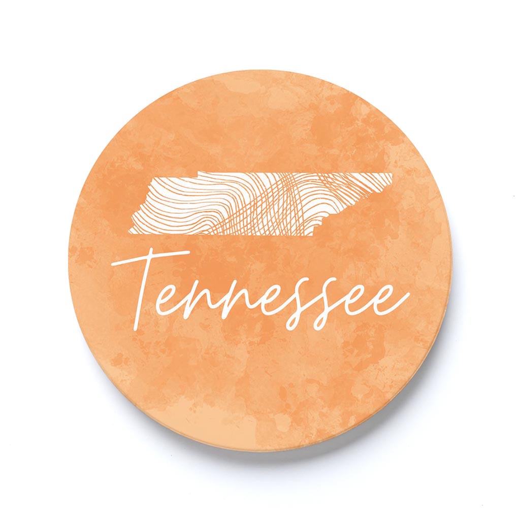 Car Coaster-Orange Watercolor Tennessee -0