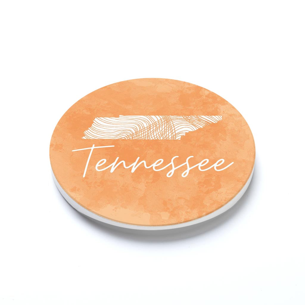 Car Coaster-Orange Watercolor Tennessee -1