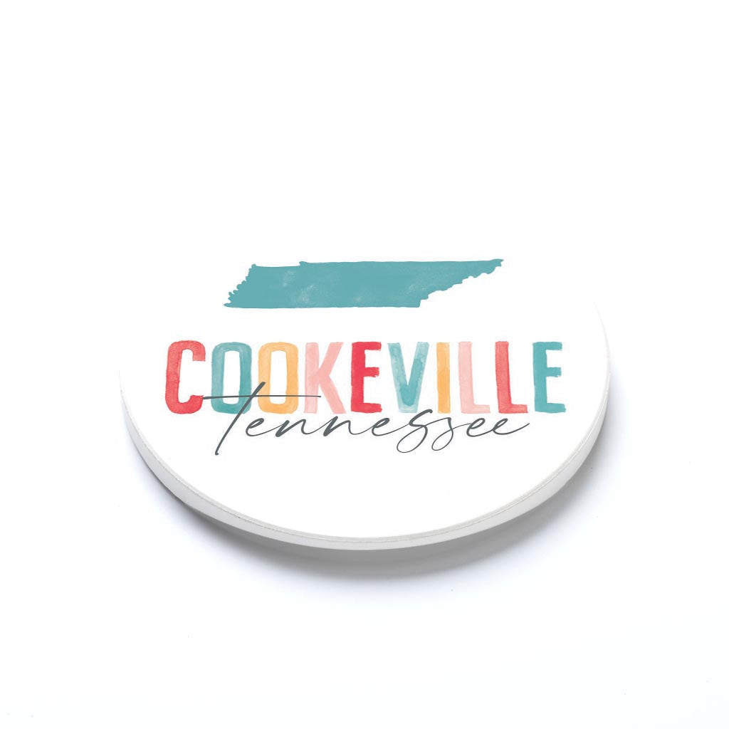 Car Coaster-Watercolor City Cookeville Tennessee -1
