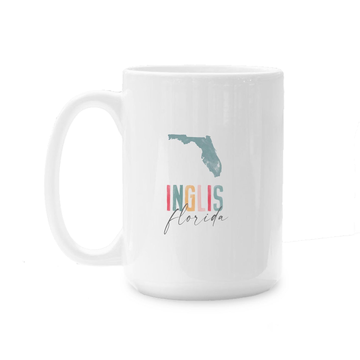 15oz Coffee Mug White-Watercolor City Inglis Florida -0