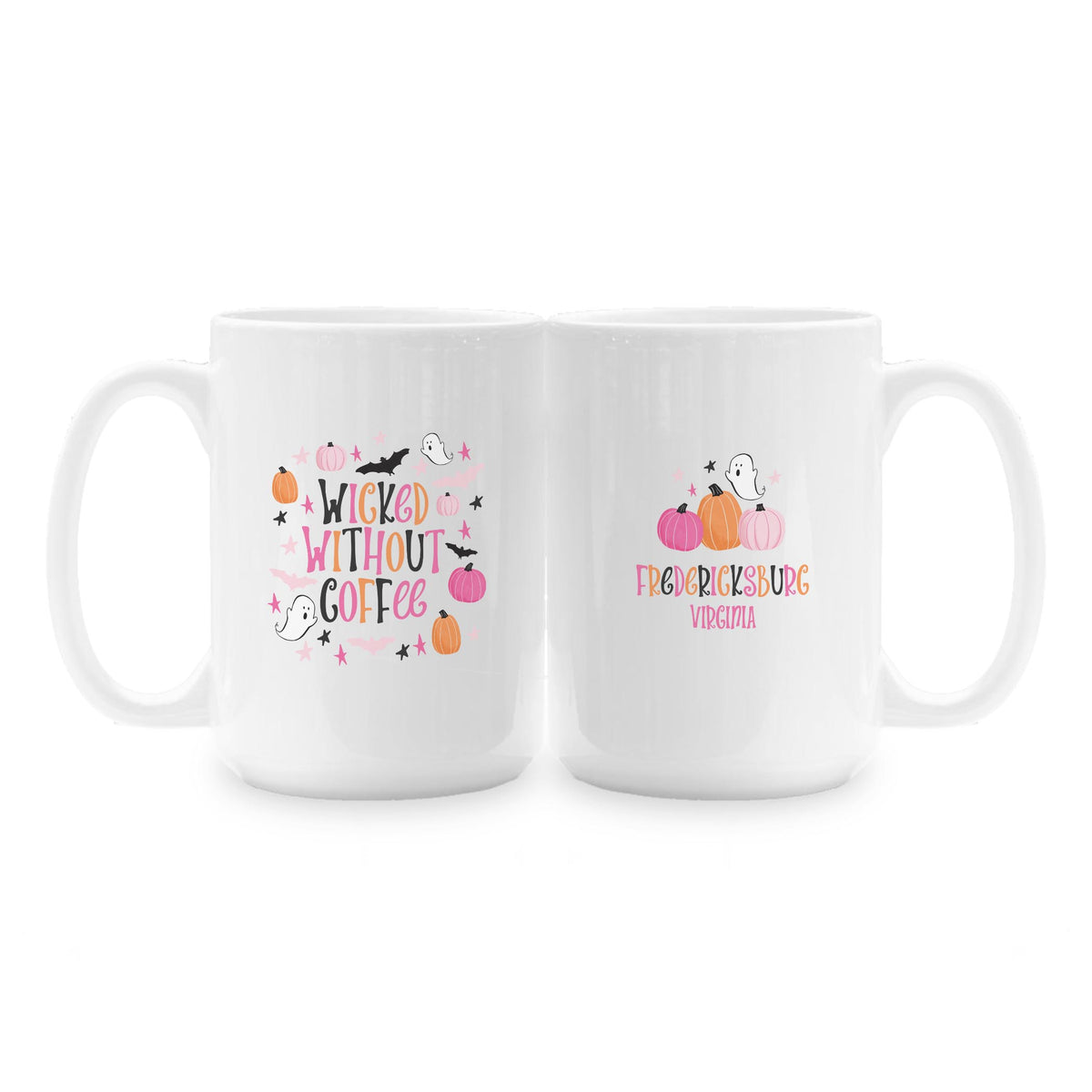15oz Coffee Mug White-Happy Ghost Fredericksburg Virginia -1
