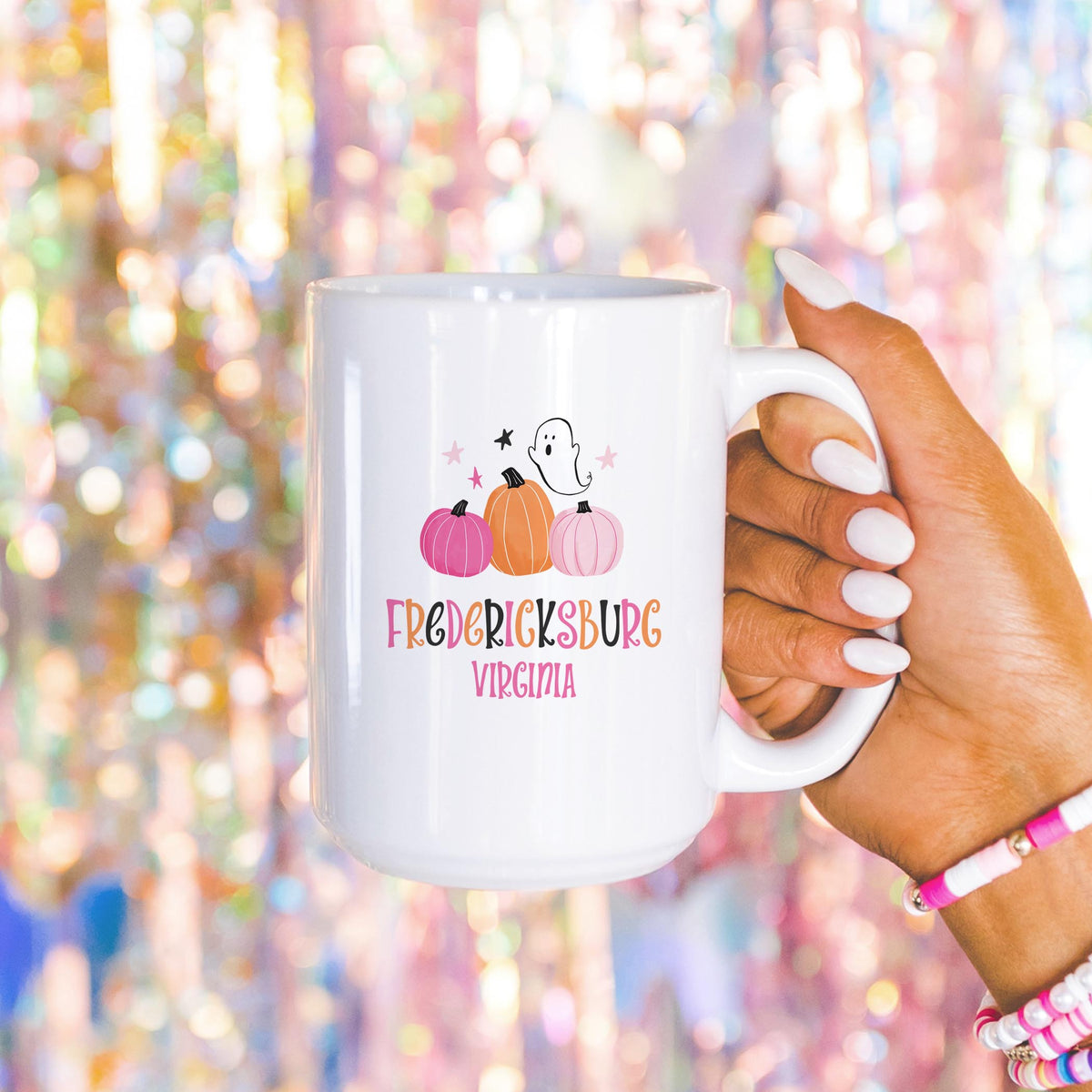 15oz Coffee Mug White-Happy Ghost Fredericksburg Virginia -4
