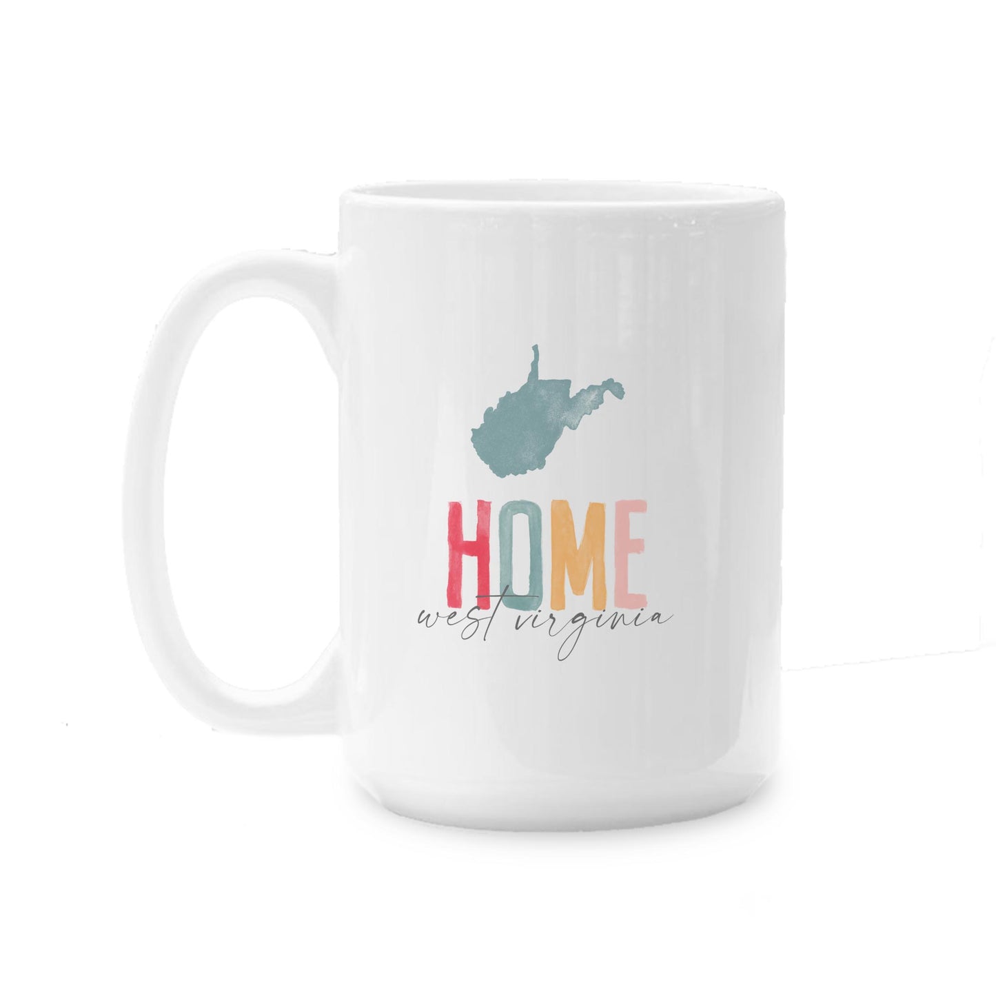 15oz Coffee Mug White-Watercolor City Home West Virginia -0
