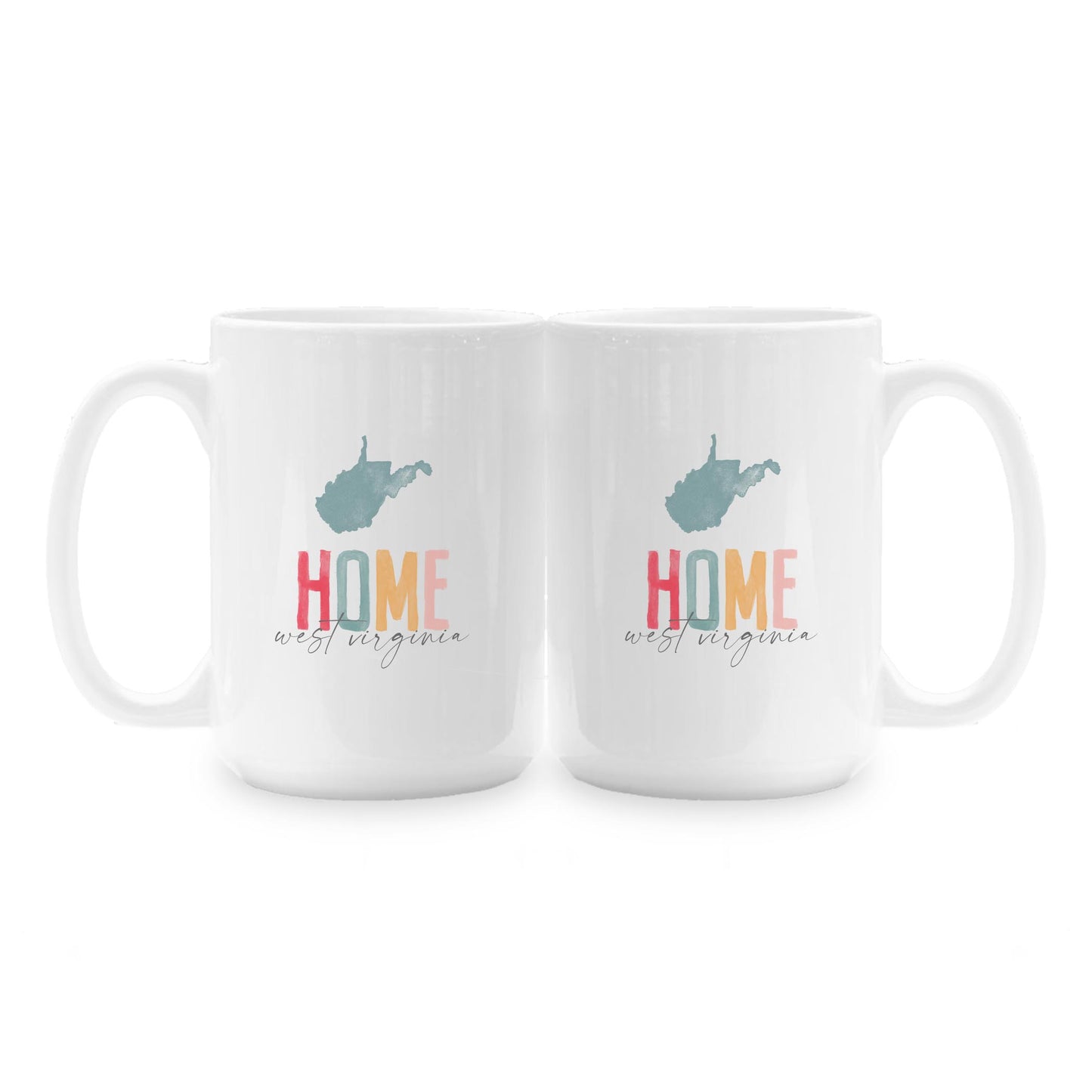 15oz Coffee Mug White-Watercolor City Home West Virginia -1