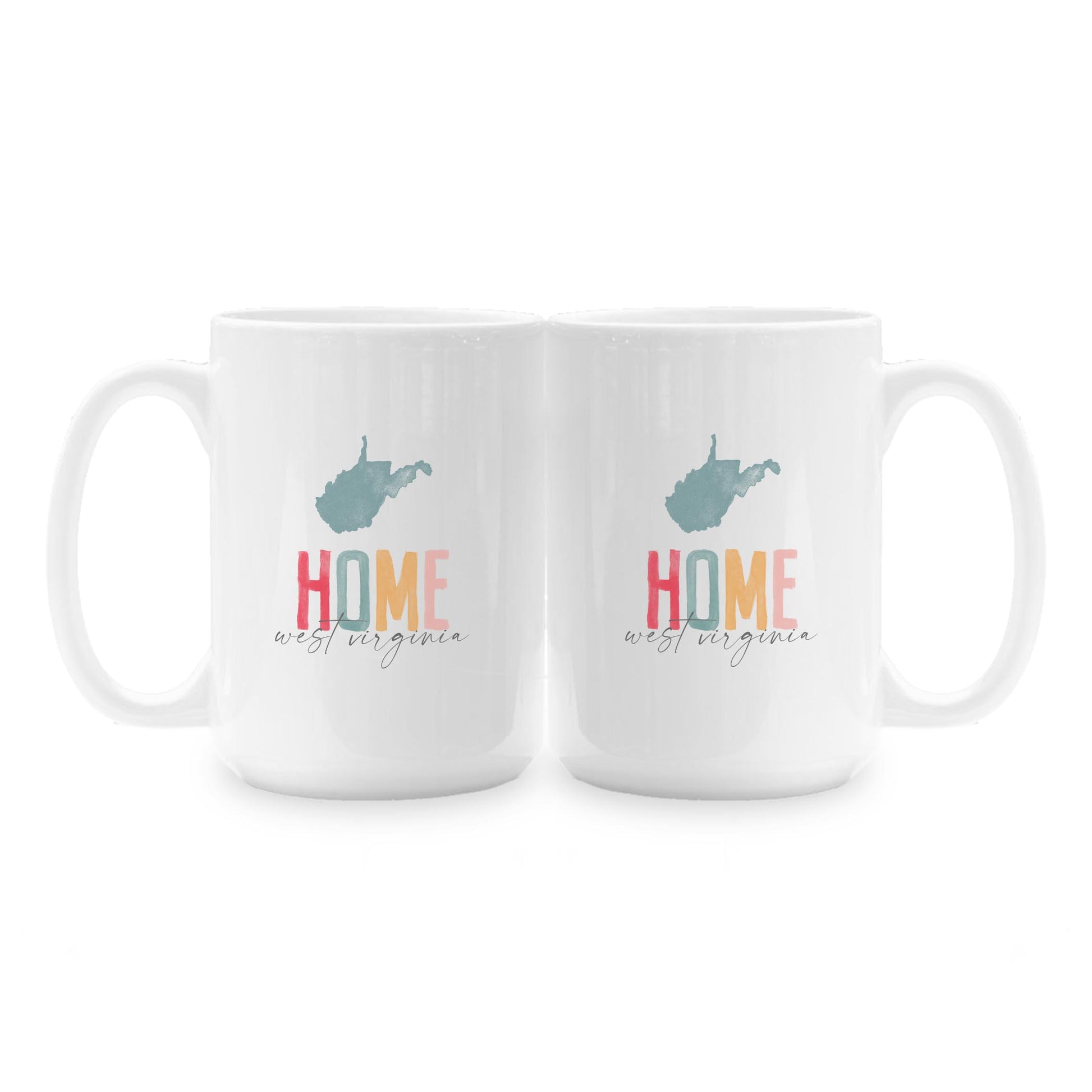 15oz Coffee Mug White-Watercolor City Home West Virginia -1