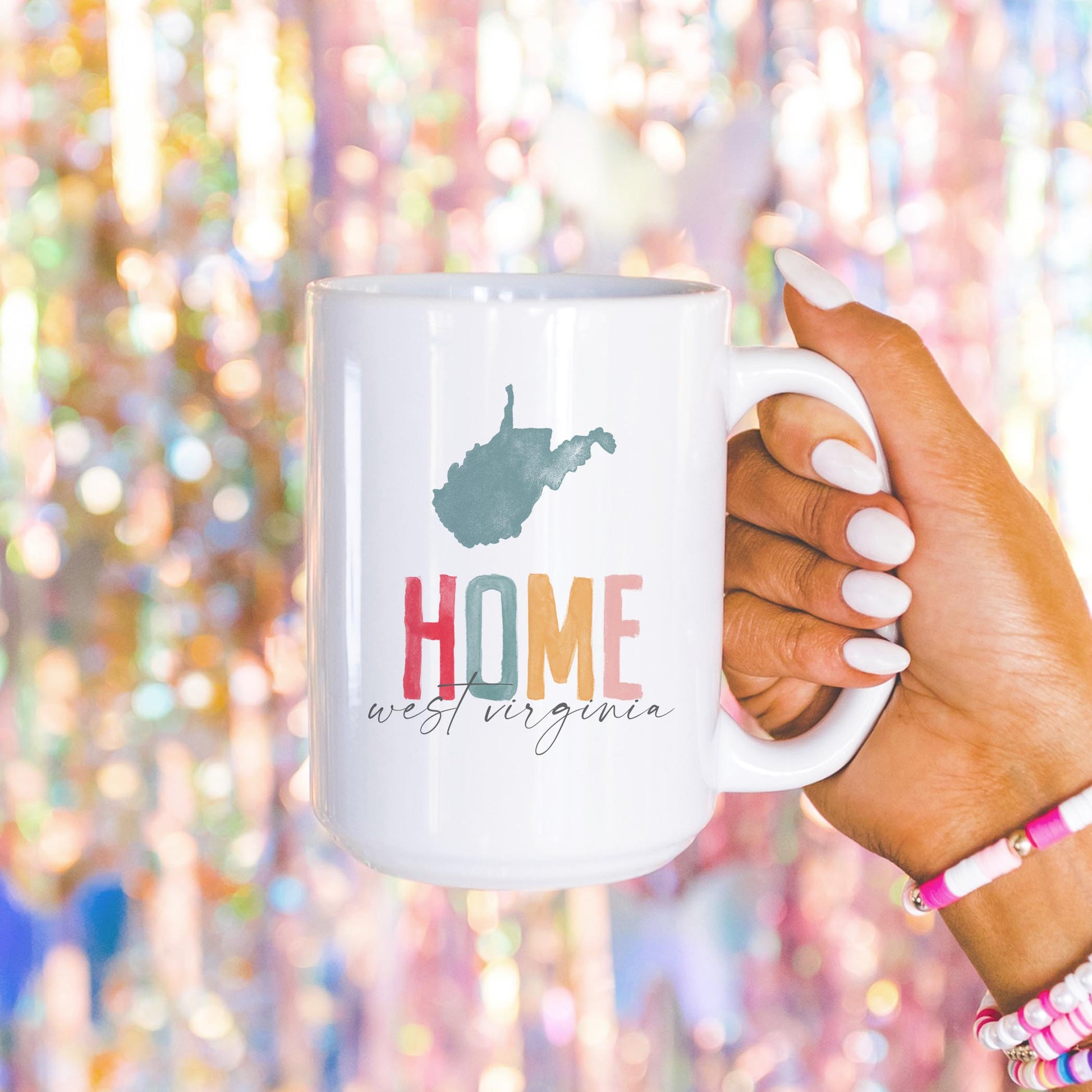 15oz Coffee Mug White-Watercolor City Home West Virginia -4