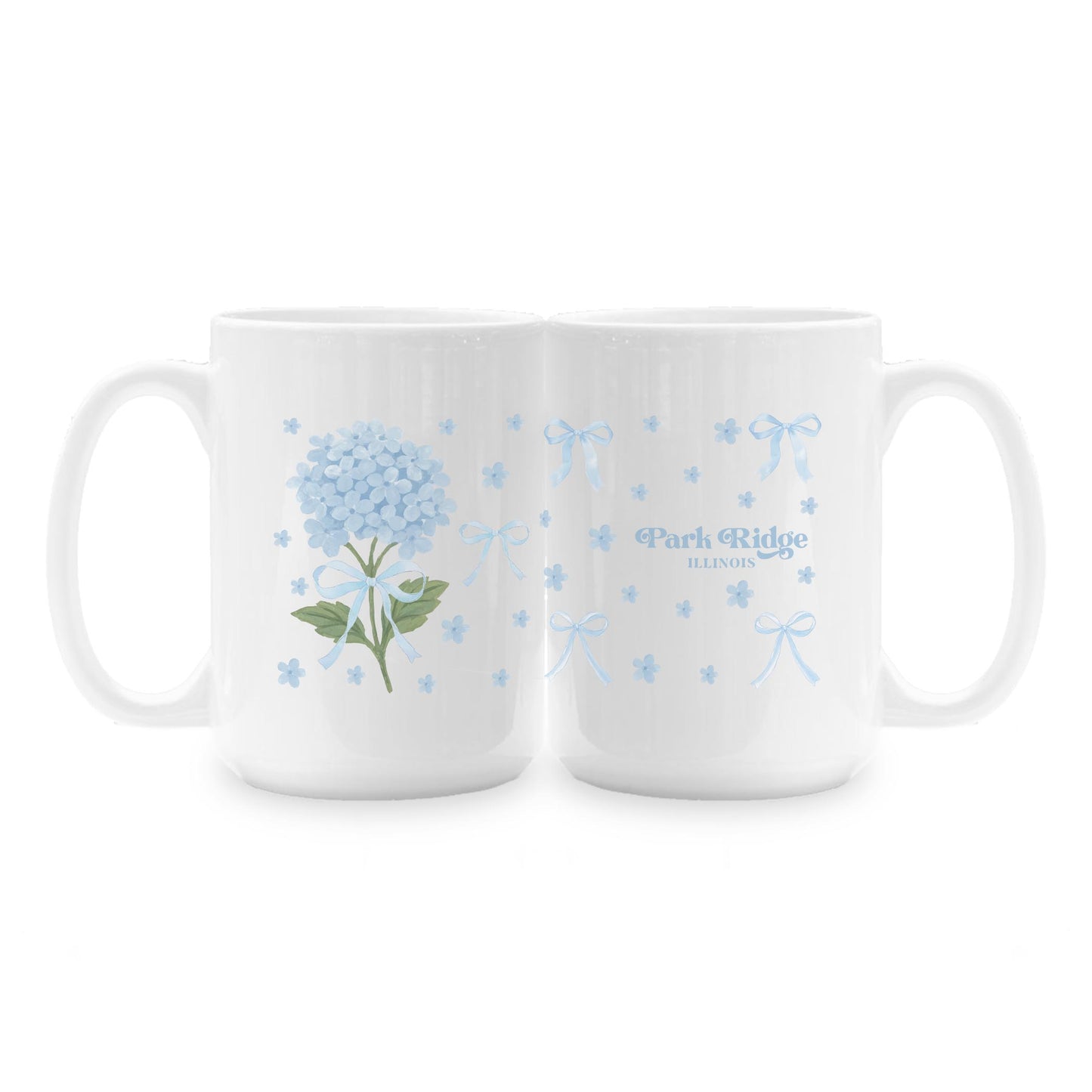 15oz Coffee Mug White-Hydrangea Cottage Park Ridge Illinois -1
