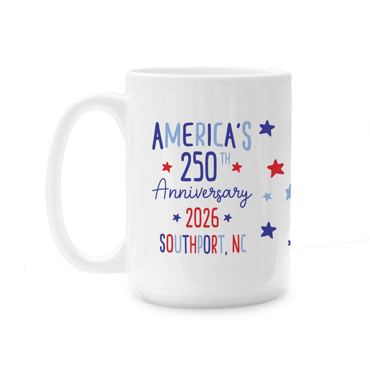 15oz Coffee Mug White-4th of July Southport North Carolina -0