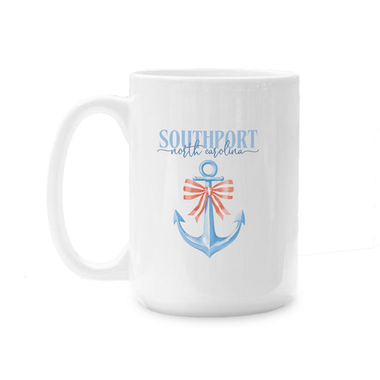 15oz Coffee Mug White-New England Tides Southport North Carolina -0