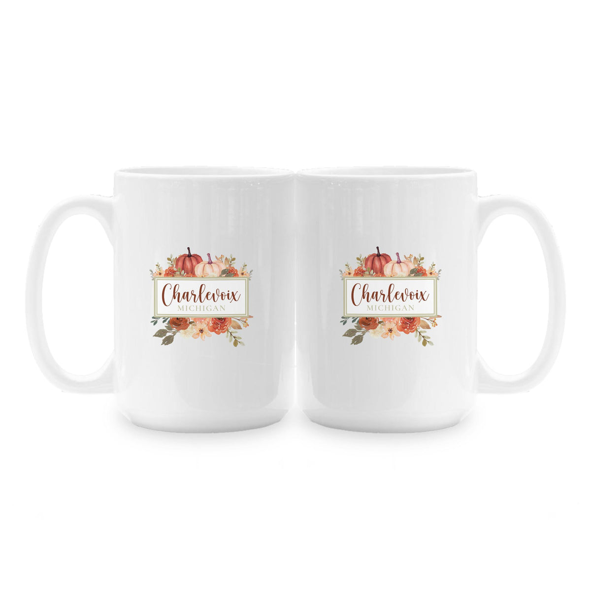 15oz Coffee Mug White-Fall & Harvest Charlevoix Michigan -1