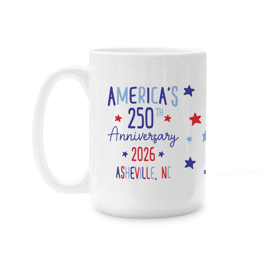 15oz Coffee Mug White-Love+Local 4th of July 250th Anniversary -0