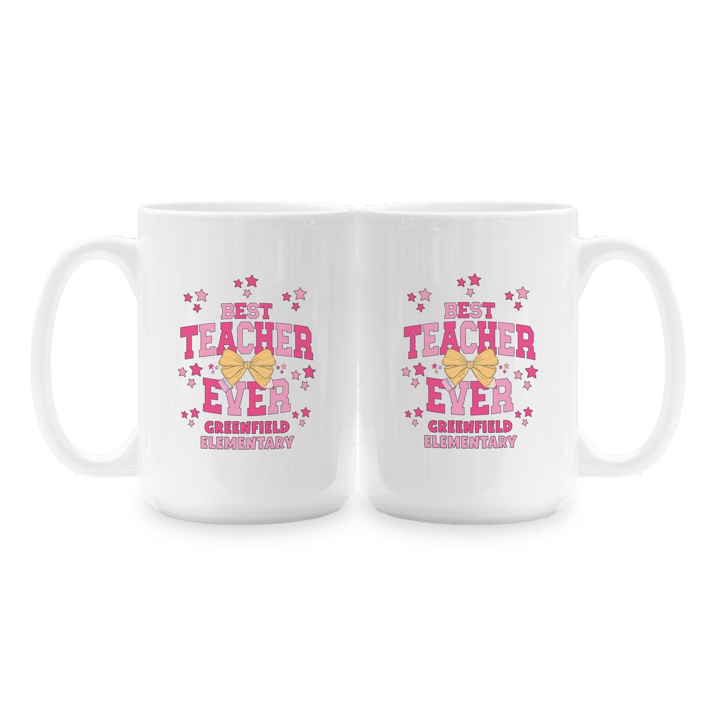 15oz Coffee Mug White-Love+Local Classroom Coquette Best Teacher Ever -1