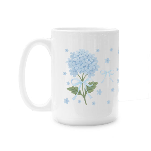 15oz Coffee Mug White-Love+Local Hydrangea Cottage -0