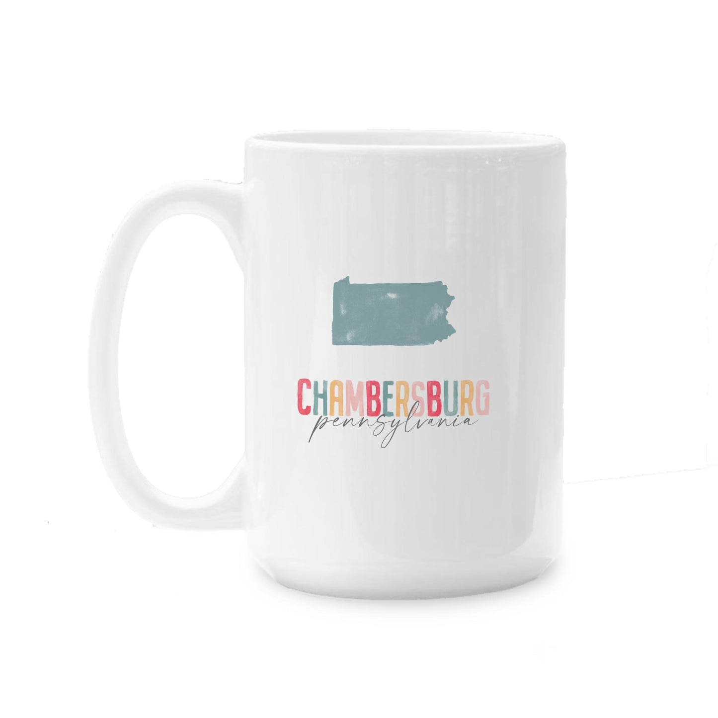 15oz Coffee Mug White-Watercolor City Chambersburg Pennsylvania -0