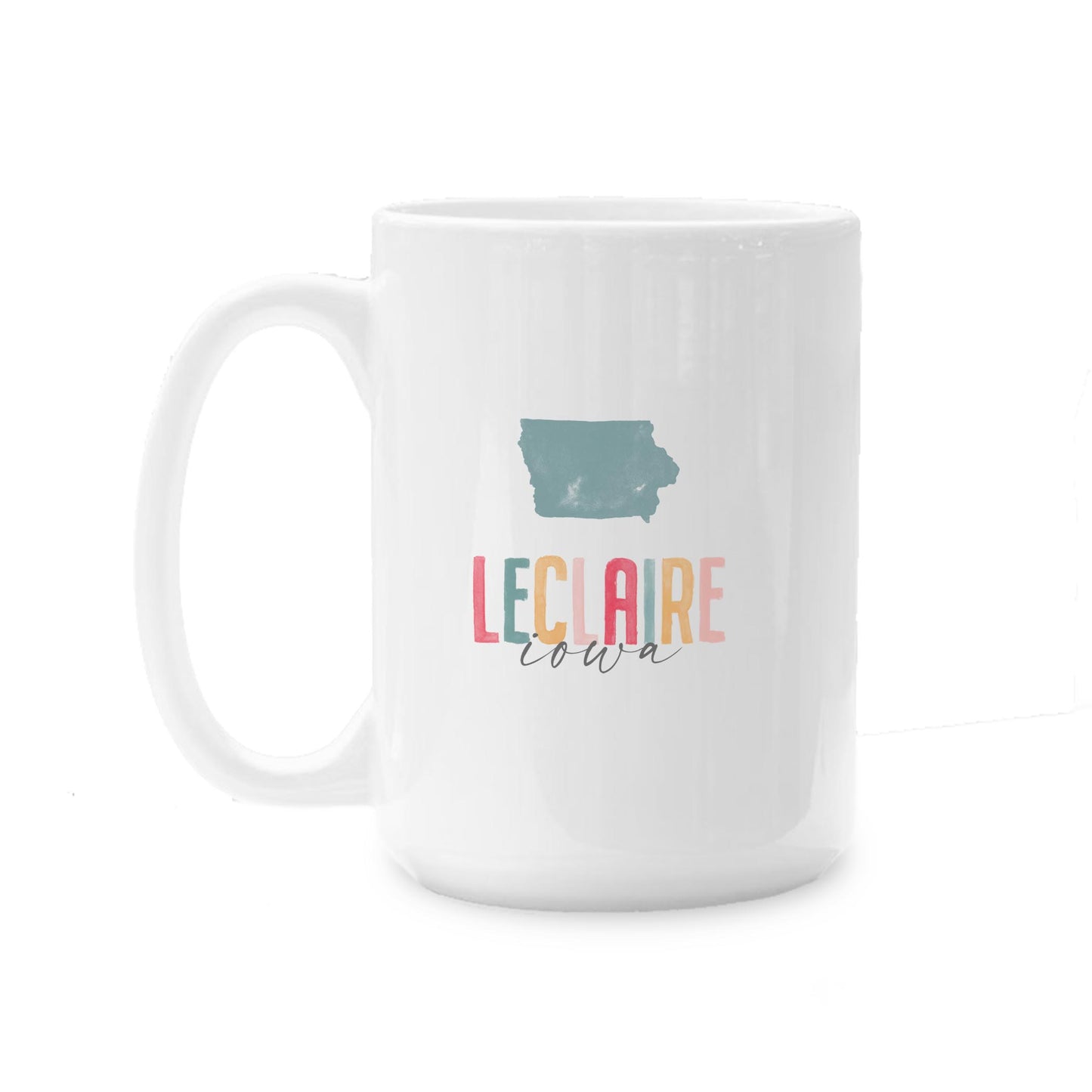 15oz Coffee Mug White-Watercolor City LeClaire Iowa -0