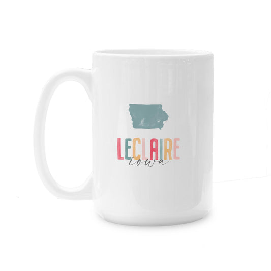 15oz Coffee Mug White-Watercolor City LeClaire Iowa -0