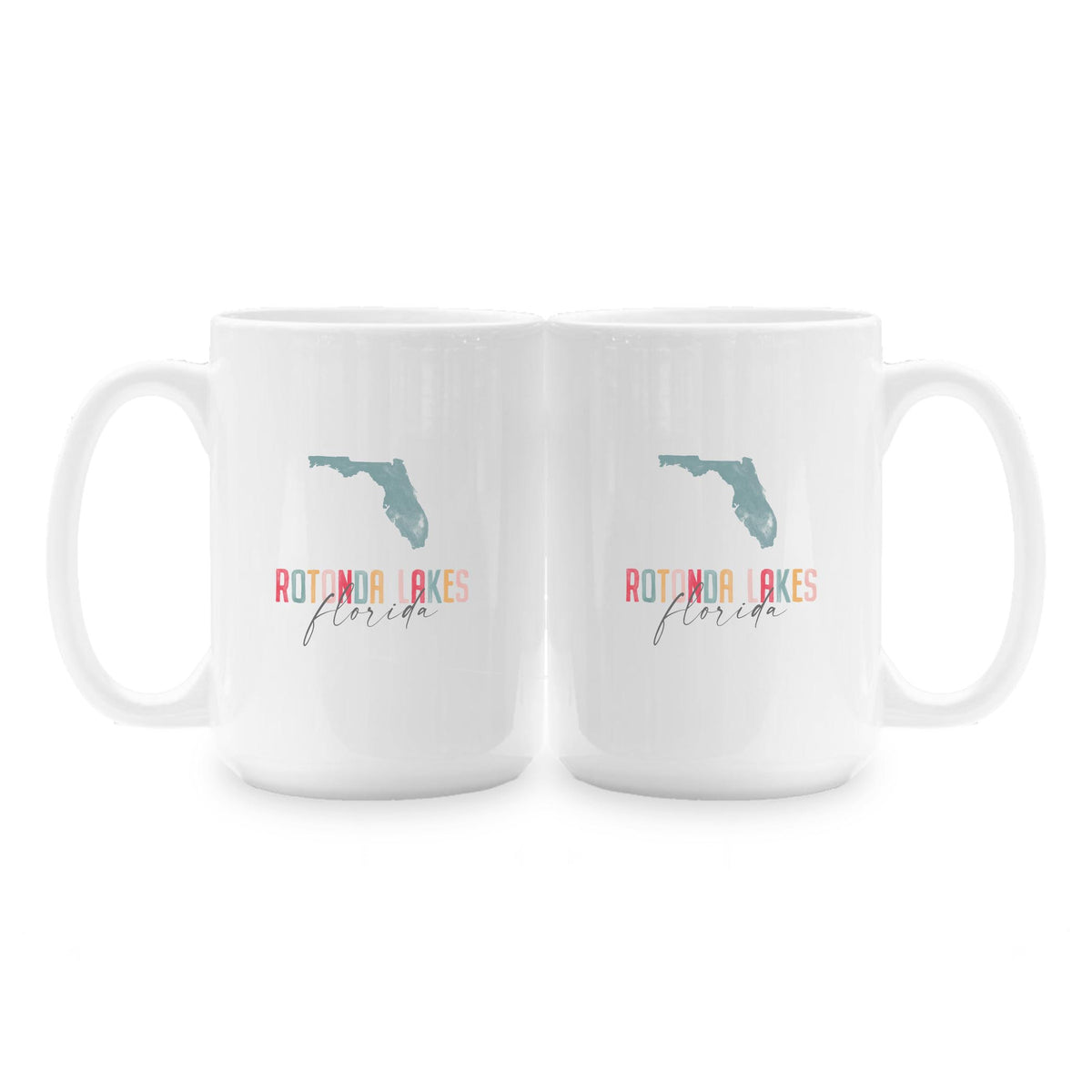 15oz Coffee Mug White-Watercolor City Rotonda Lakes Florida -1