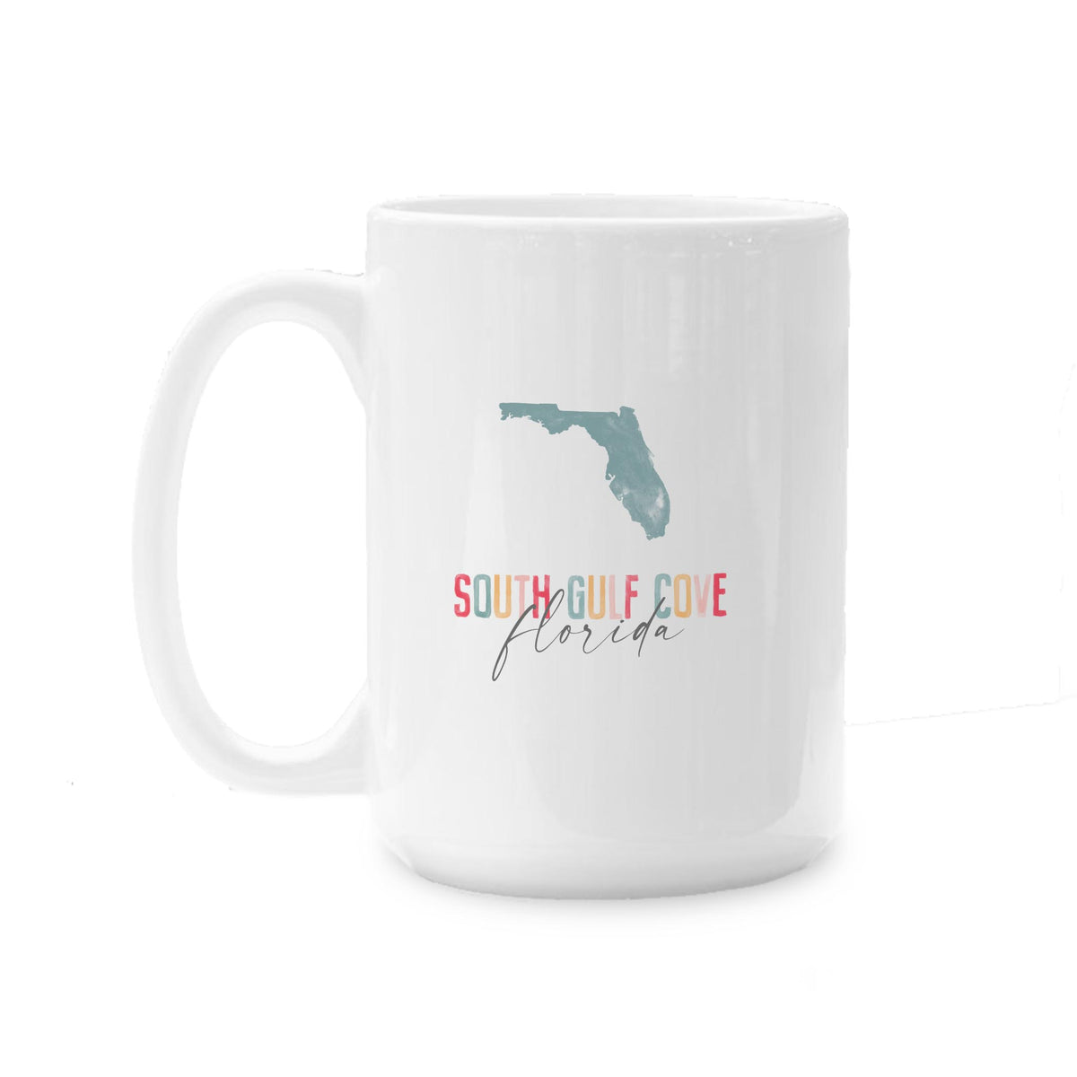 15oz Coffee Mug White-Watercolor City South Gulf Cove Florida -0