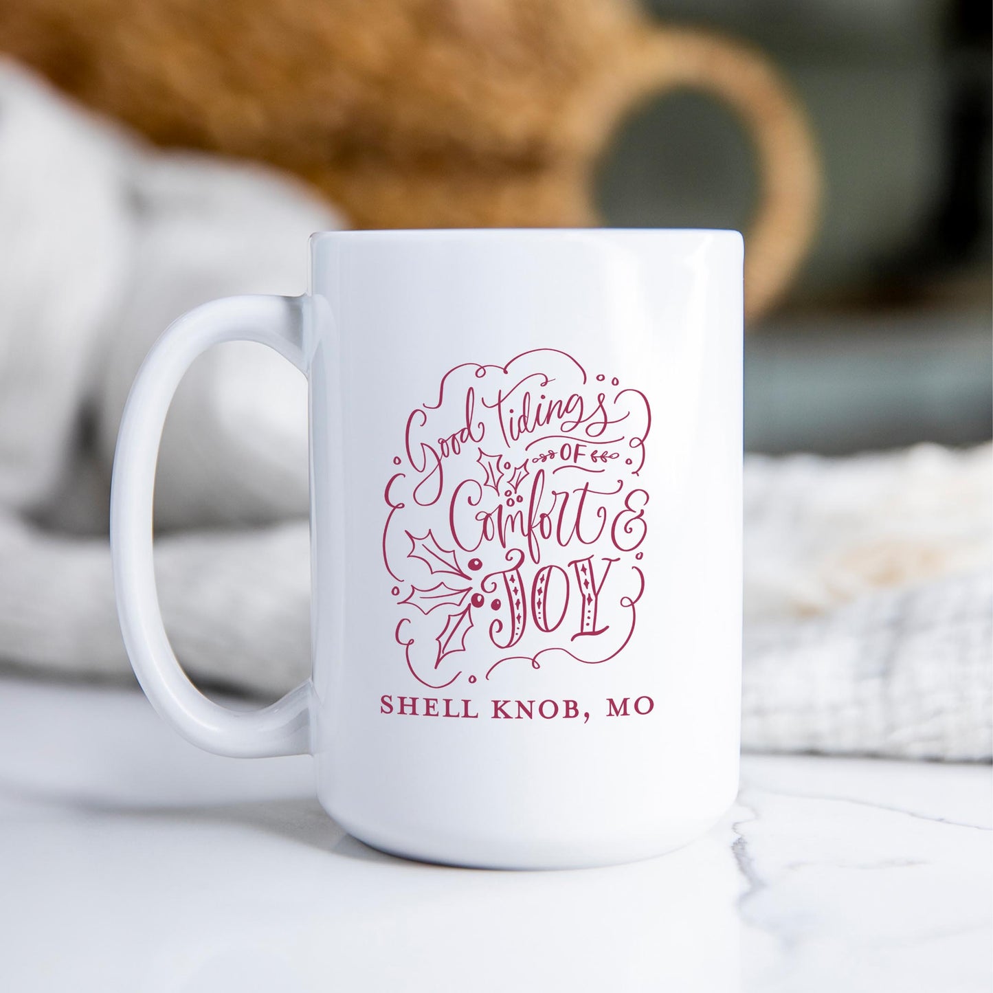 15oz Coffee Mug White-Winterberry Shell Knob Missouri -2