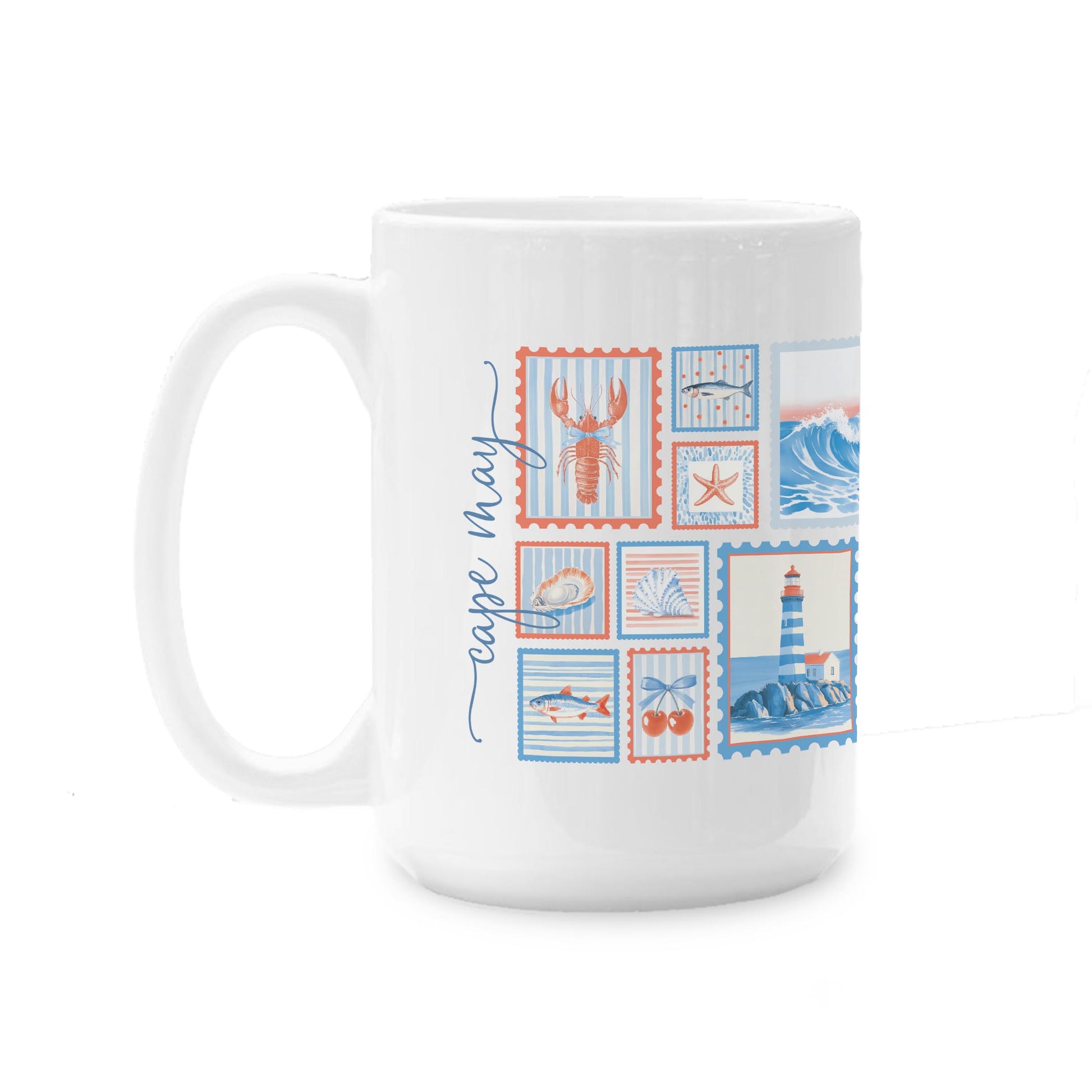 15oz Coffee Mug White-New England Tides Cape May New Jersey -0