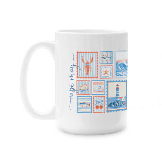 15oz Coffee Mug White-New England Tides Cape May New Jersey -0