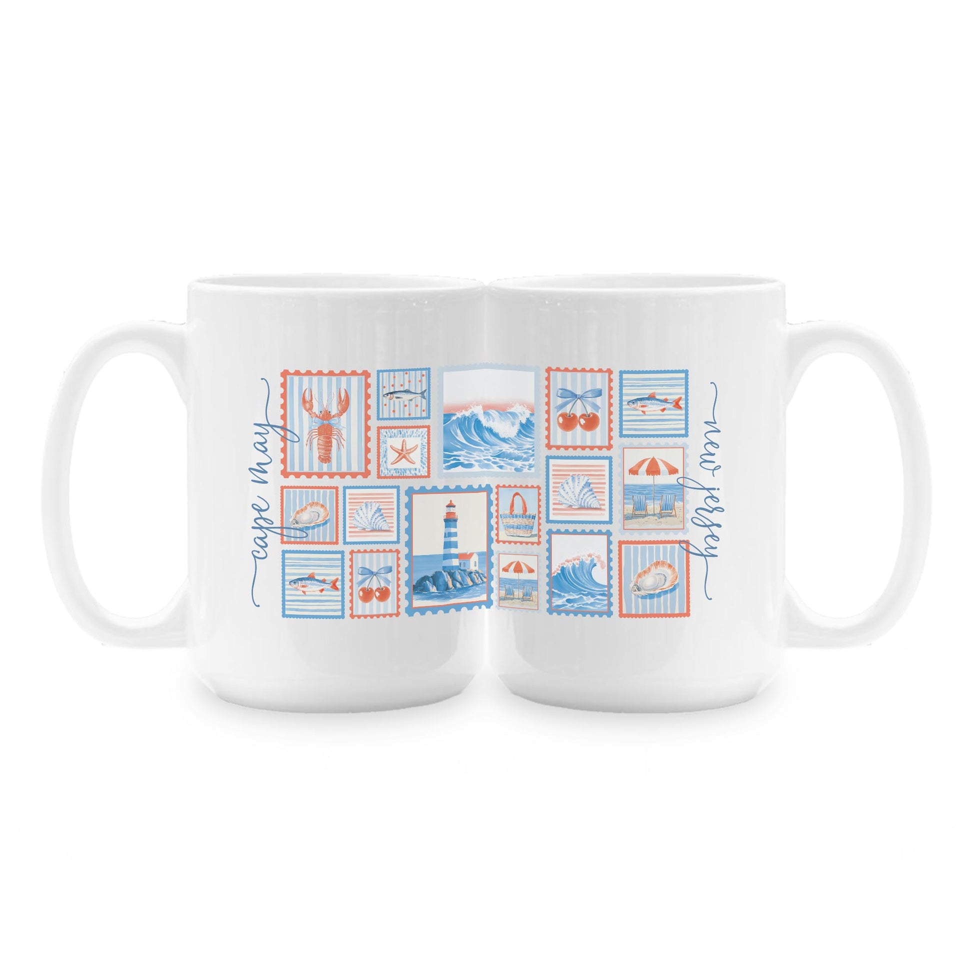 15oz Coffee Mug White-New England Tides Cape May New Jersey -1
