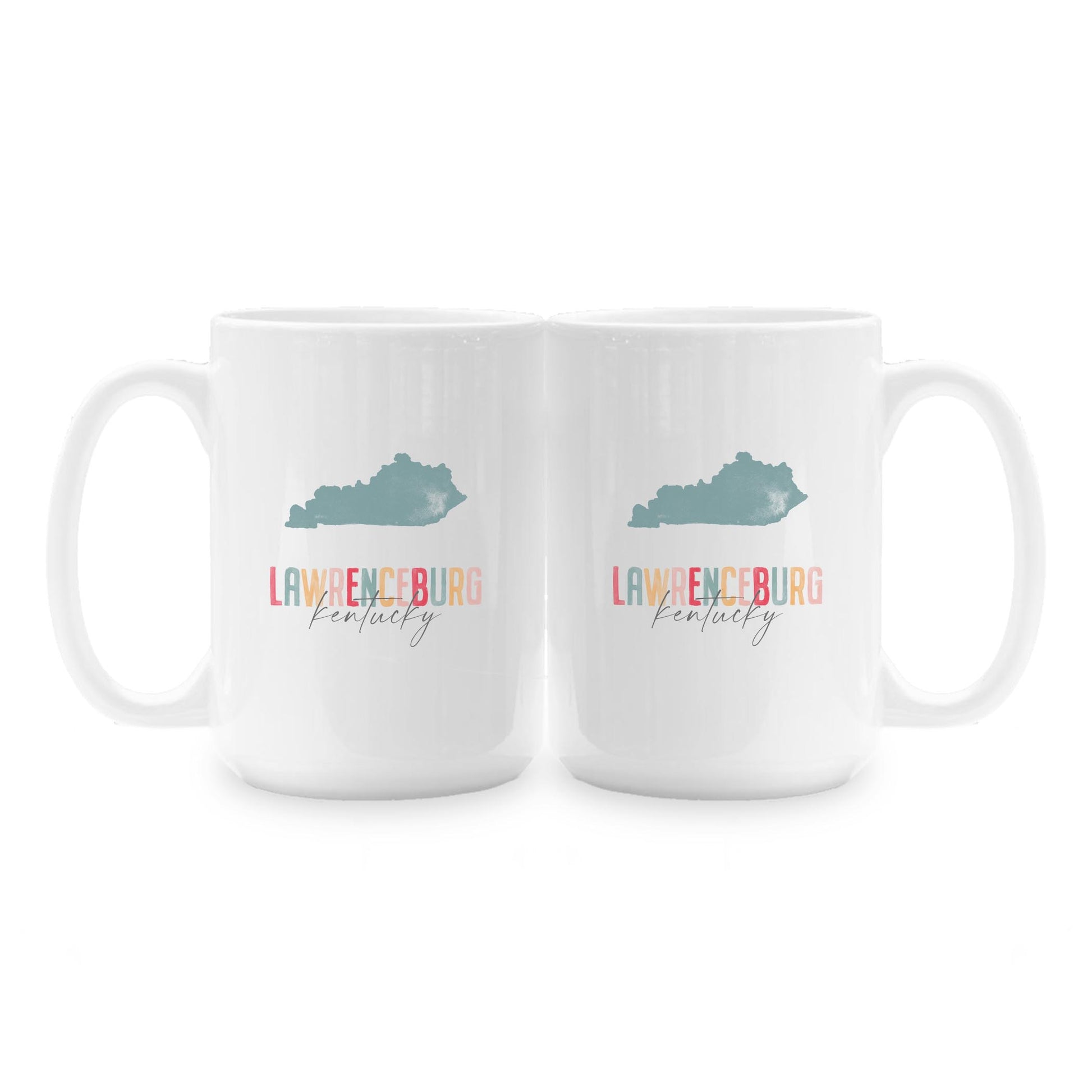 15oz Coffee Mug White-Watercolor City Lawrenceburg Kentucky -1