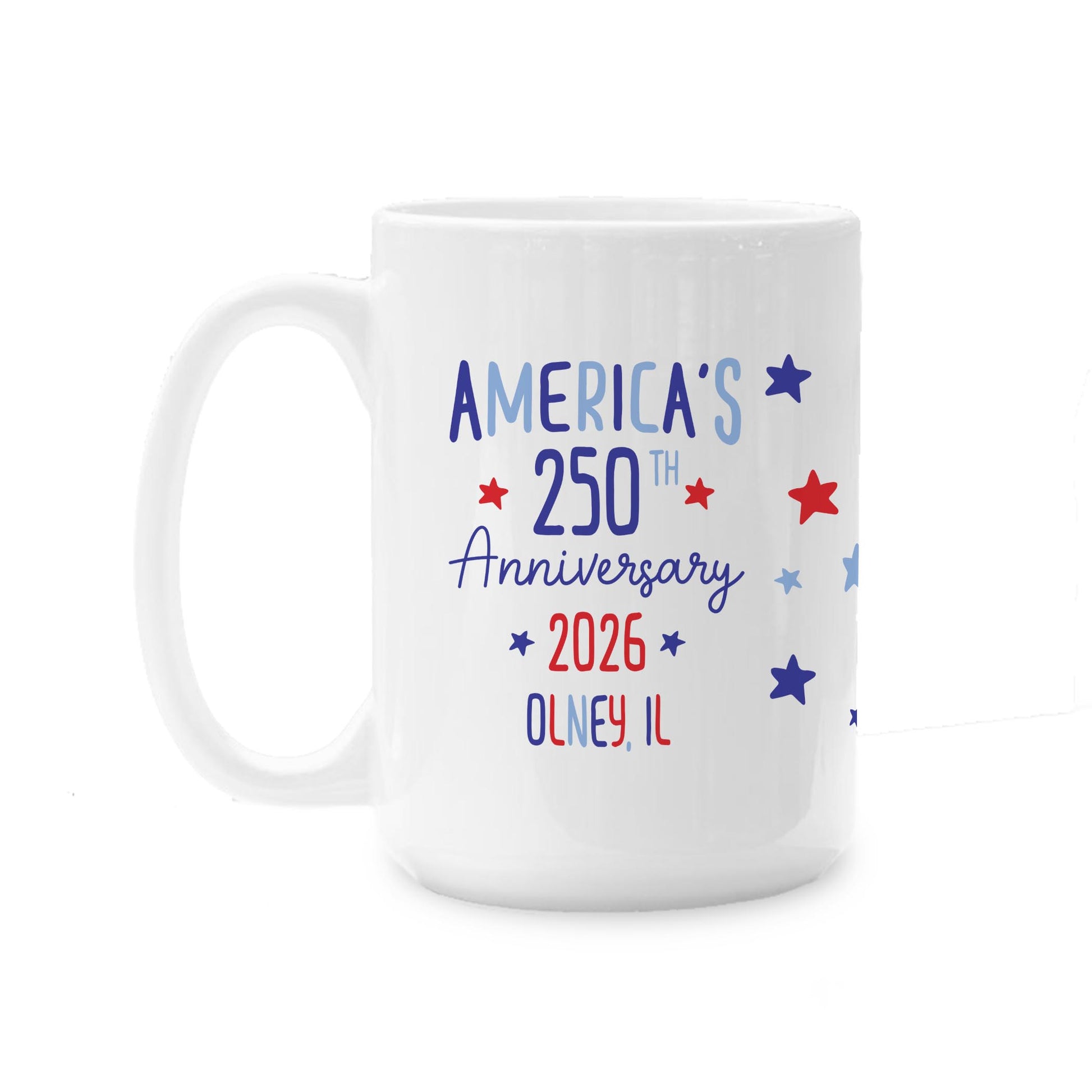 15oz Coffee Mug White-4th of July Olney Illinois -0