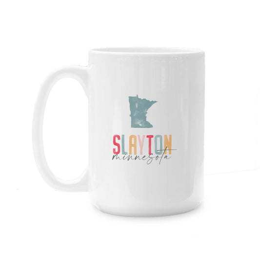 15oz Coffee Mug White-Watercolor City Slayton Minnesota -0