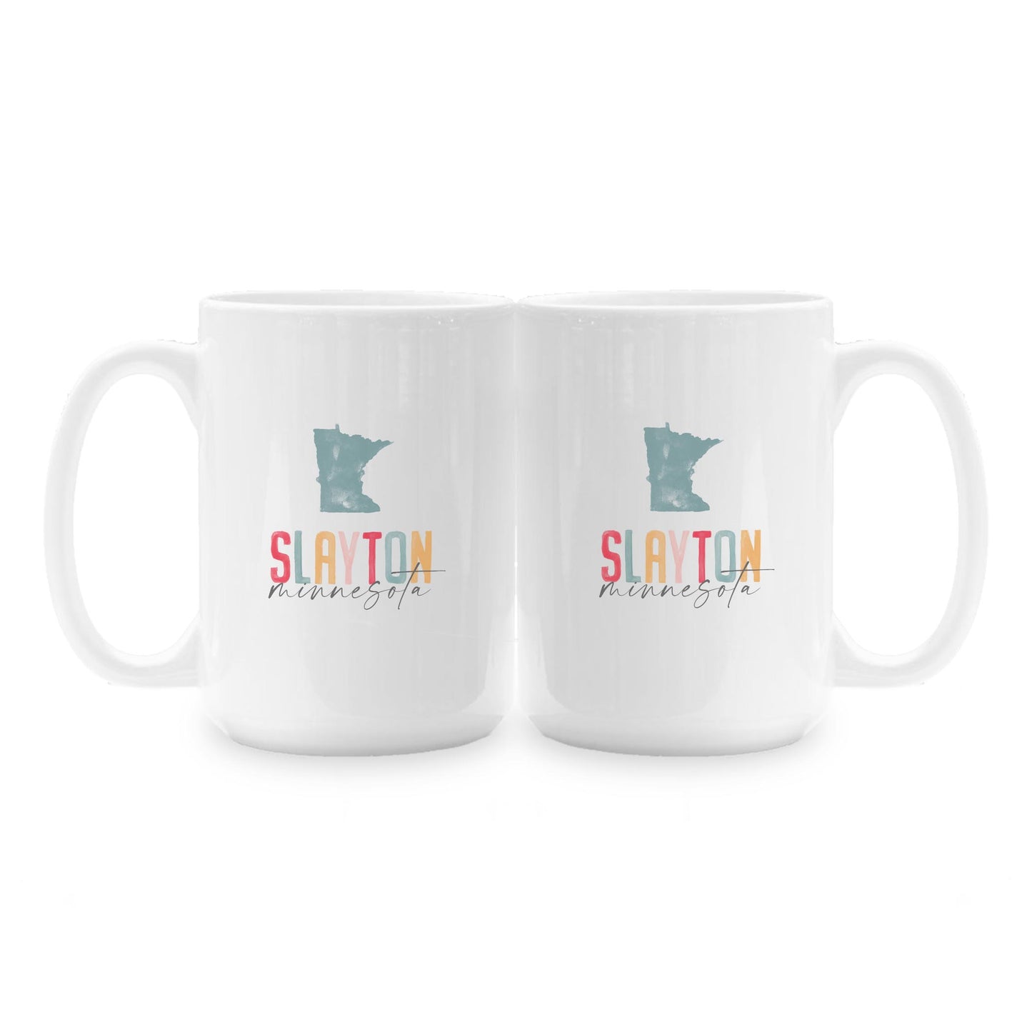15oz Coffee Mug White-Watercolor City Slayton Minnesota -1