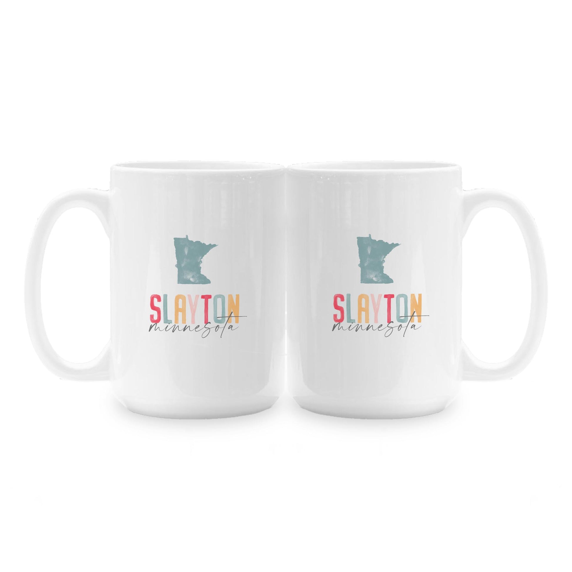 15oz Coffee Mug White-Watercolor City Slayton Minnesota -1