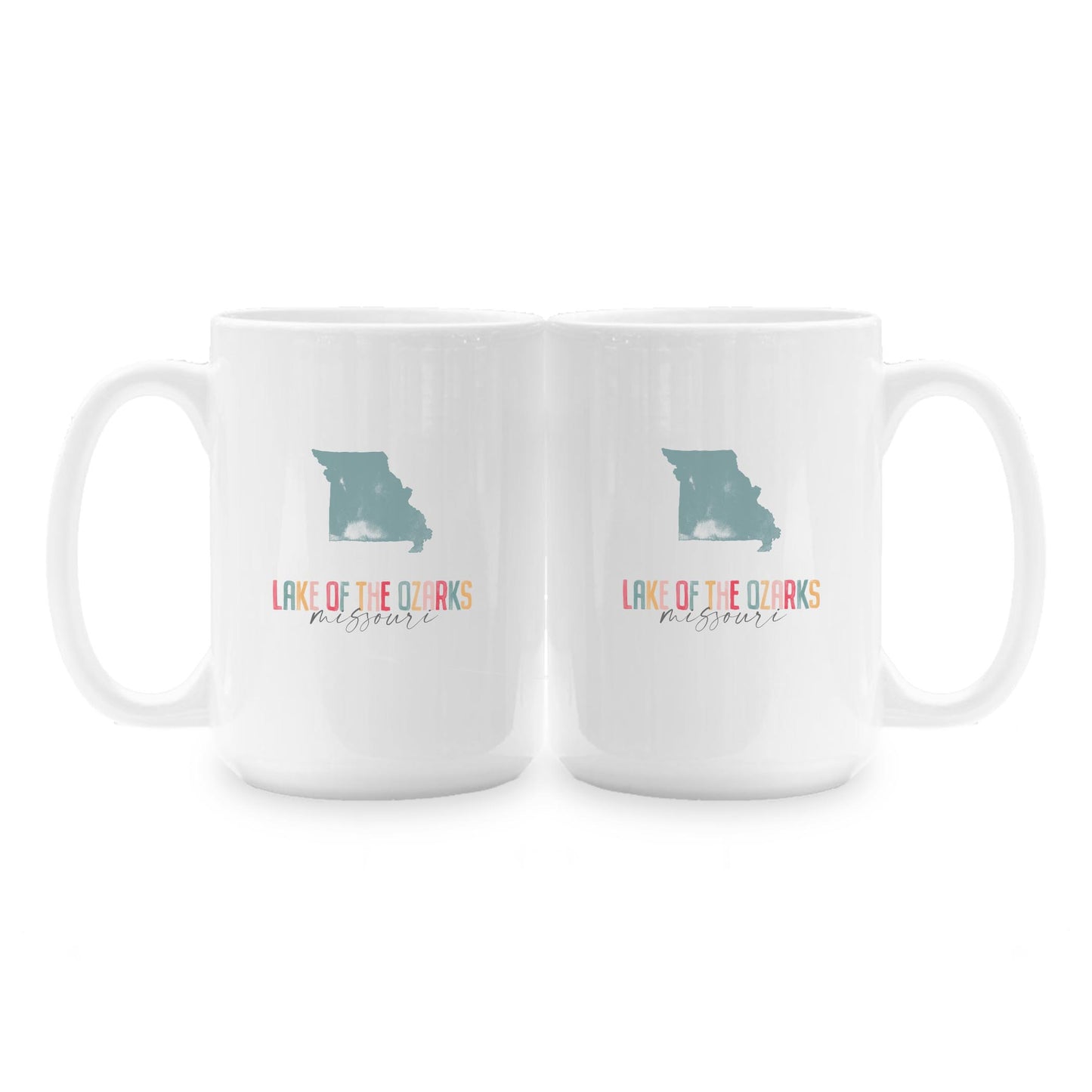 15oz Coffee Mug White-Watercolor City Lake of the Ozarks Missouri -1