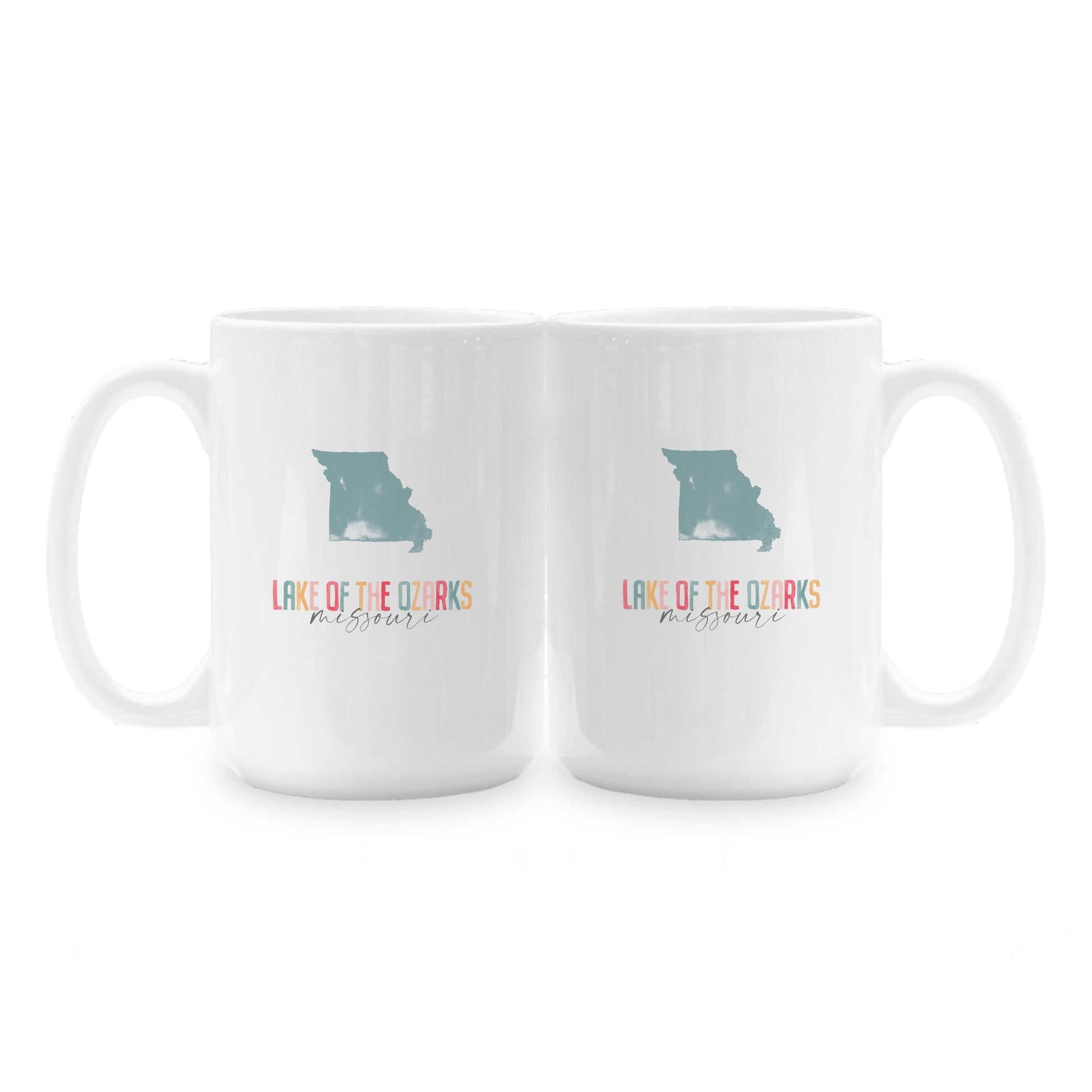 15oz Coffee Mug White-Watercolor City Lake of the Ozarks Missouri -1