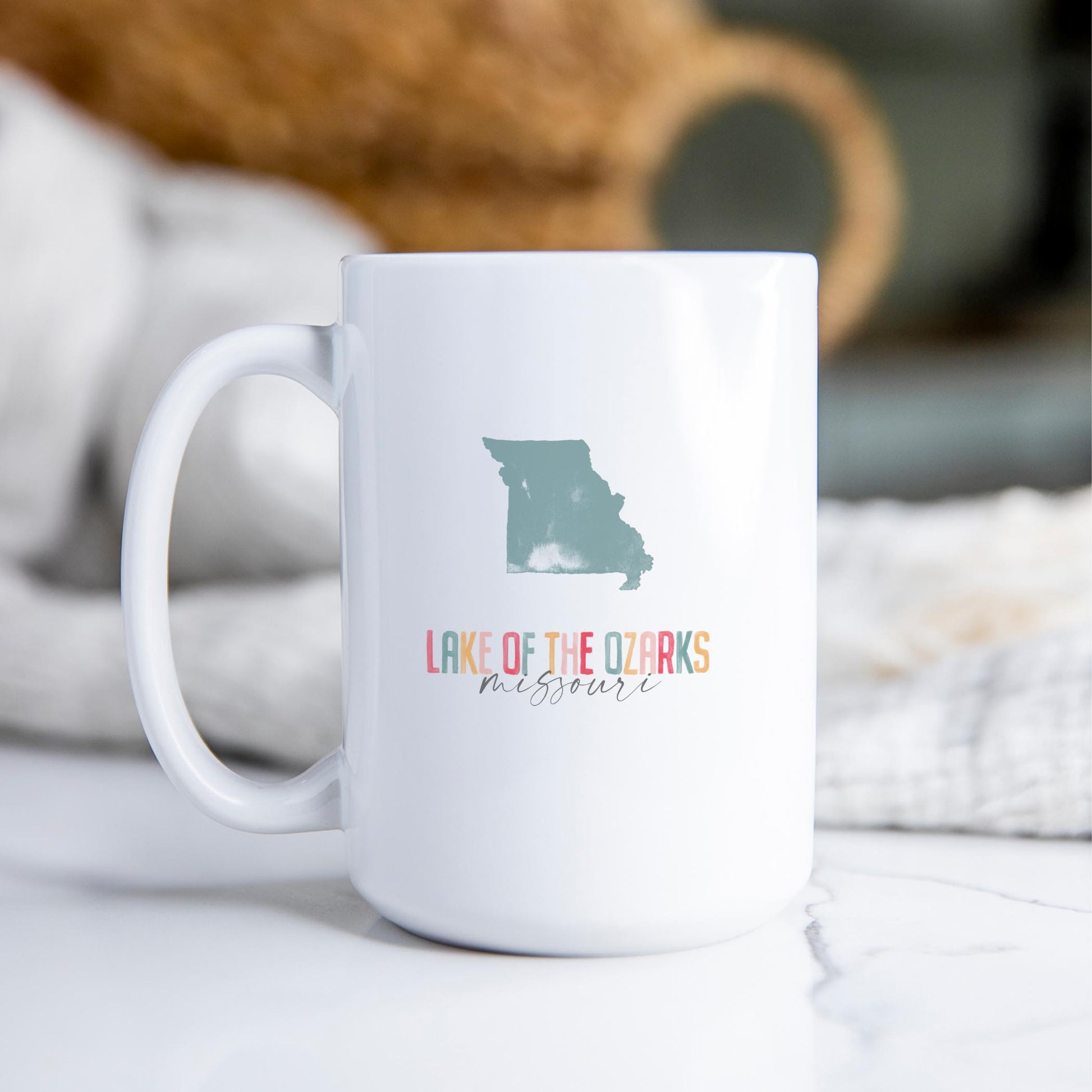 15oz Coffee Mug White-Watercolor City Lake of the Ozarks Missouri -2