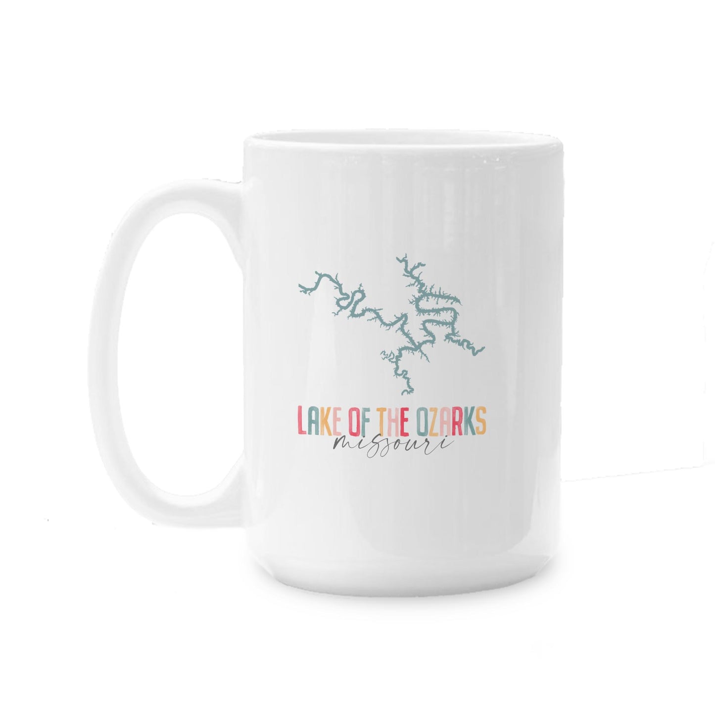 15oz Coffee Mug White-Watercolor City Lake of the Ozarks Missouri -0