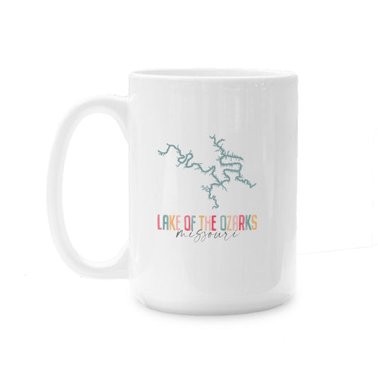 15oz Coffee Mug White-Watercolor City Lake of the Ozarks Missouri -0