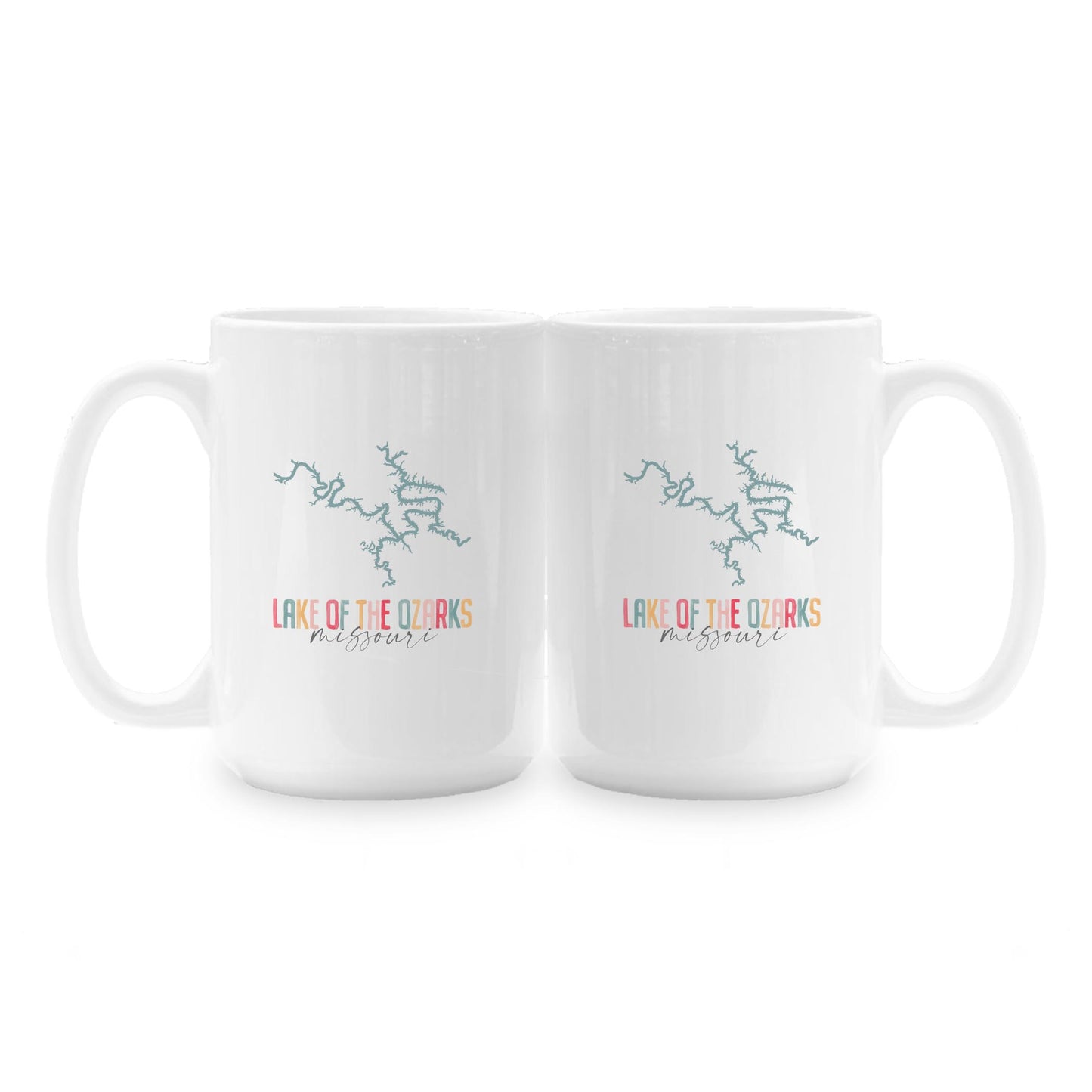 15oz Coffee Mug White-Watercolor City Lake of the Ozarks Missouri -1