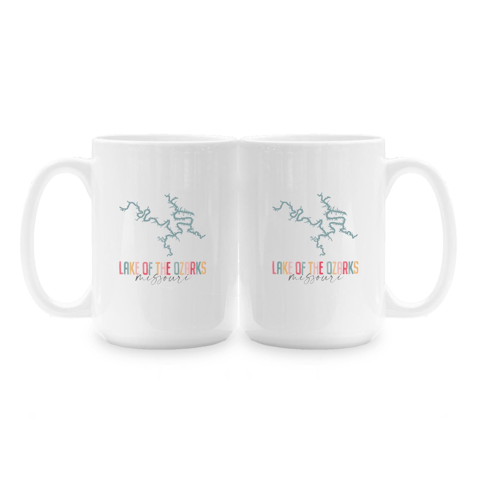 15oz Coffee Mug White-Watercolor City Lake of the Ozarks Missouri -1