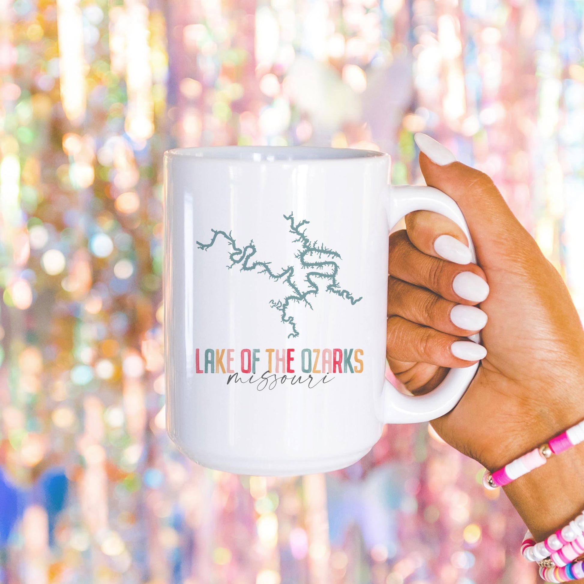 15oz Coffee Mug White-Watercolor City Lake of the Ozarks Missouri -4