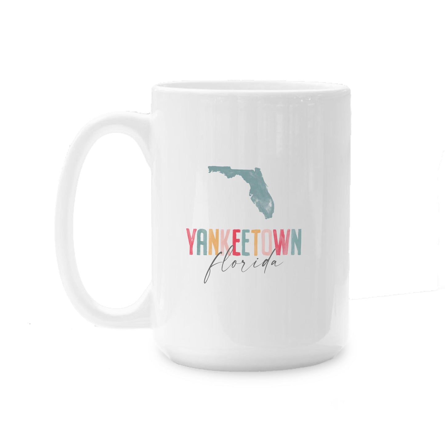 15oz Coffee Mug White-Watercolor City Yankeetown Florida -0