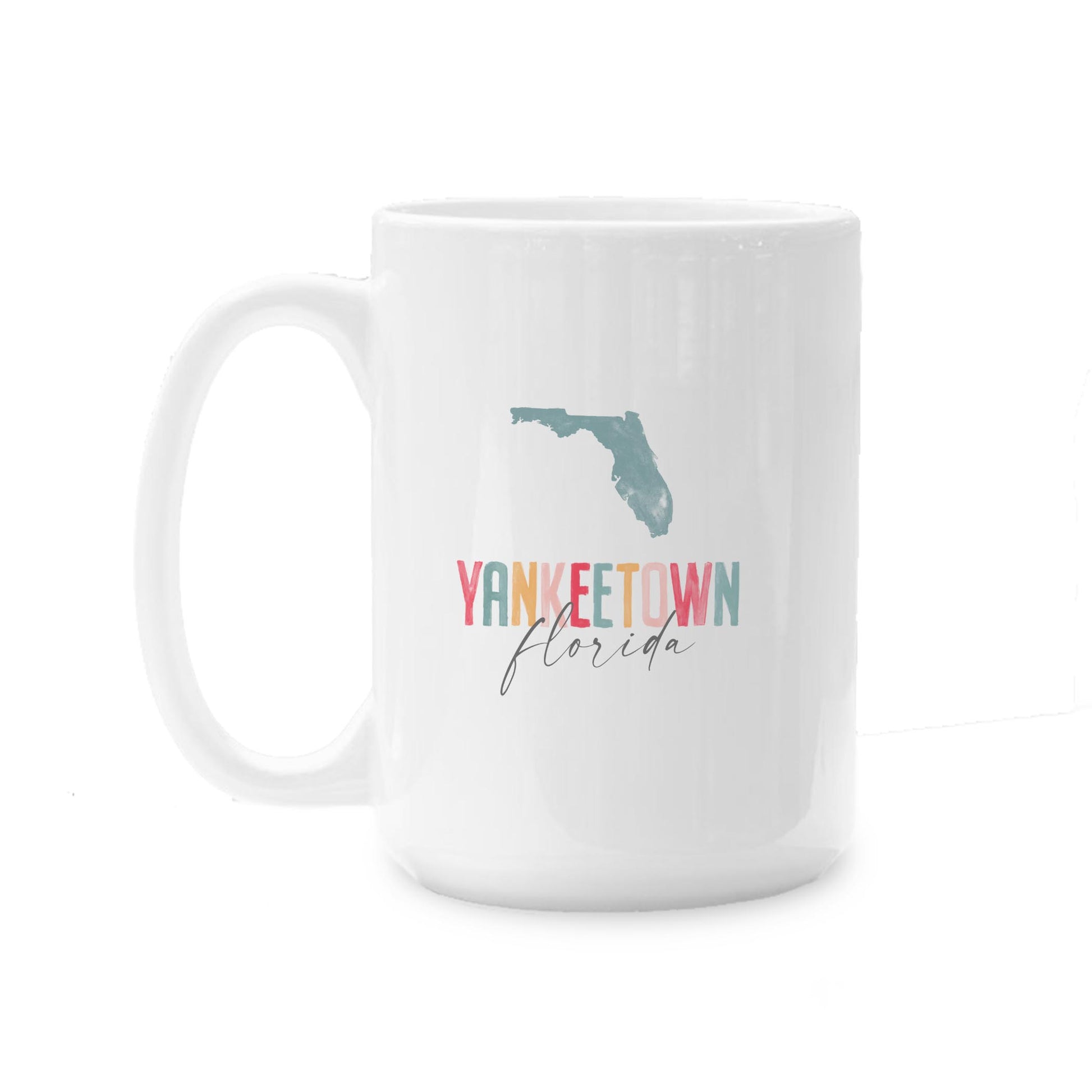 15oz Coffee Mug White-Watercolor City Yankeetown Florida -0