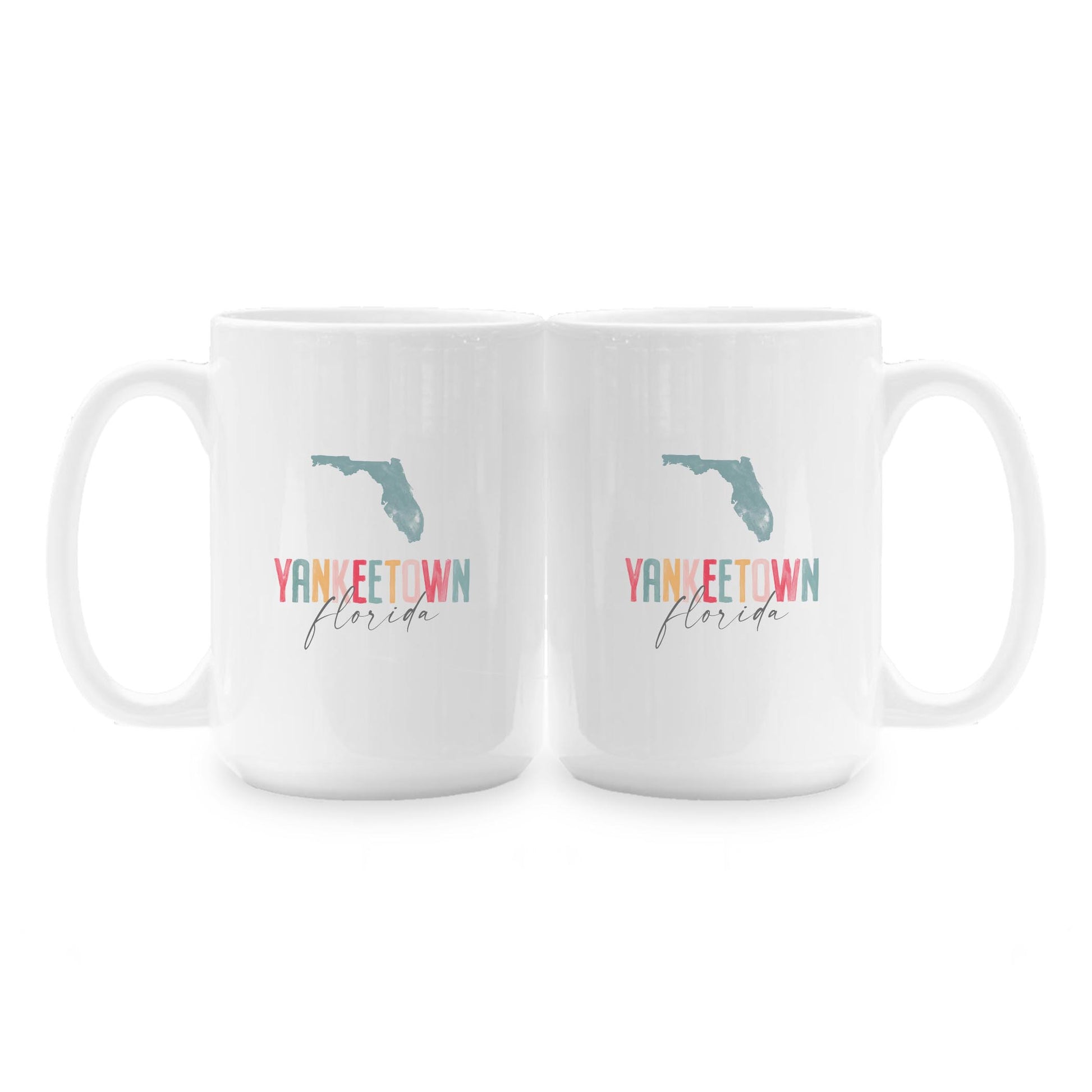 15oz Coffee Mug White-Watercolor City Yankeetown Florida -1