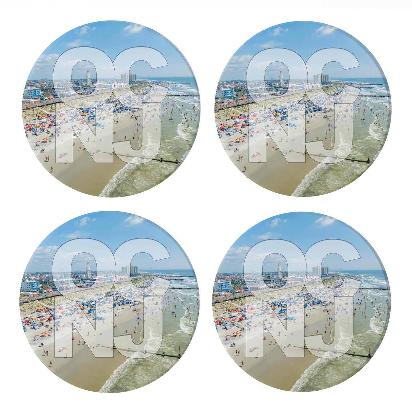 Ceramic Round Coaster 4-Set-OCNJ Beach