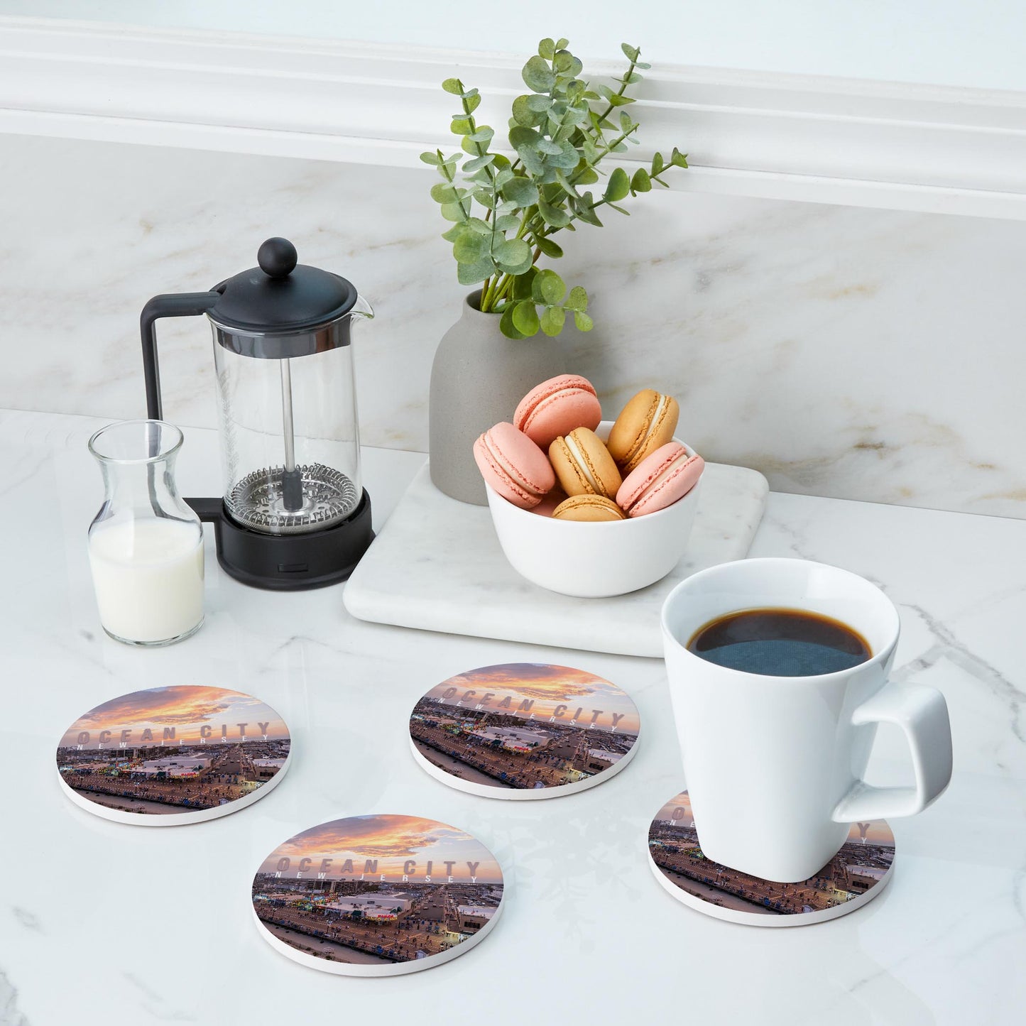 Ceramic Round Coaster 4-Set-Manco Sunset -3