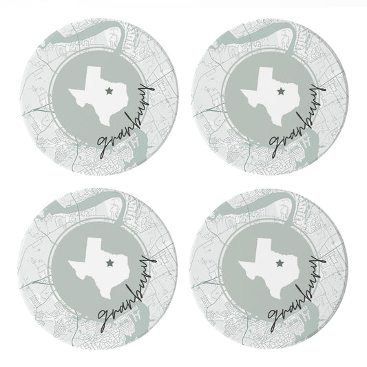 Ceramic Round Coaster 4-Set-Vintage Groove Granbury Texas -0