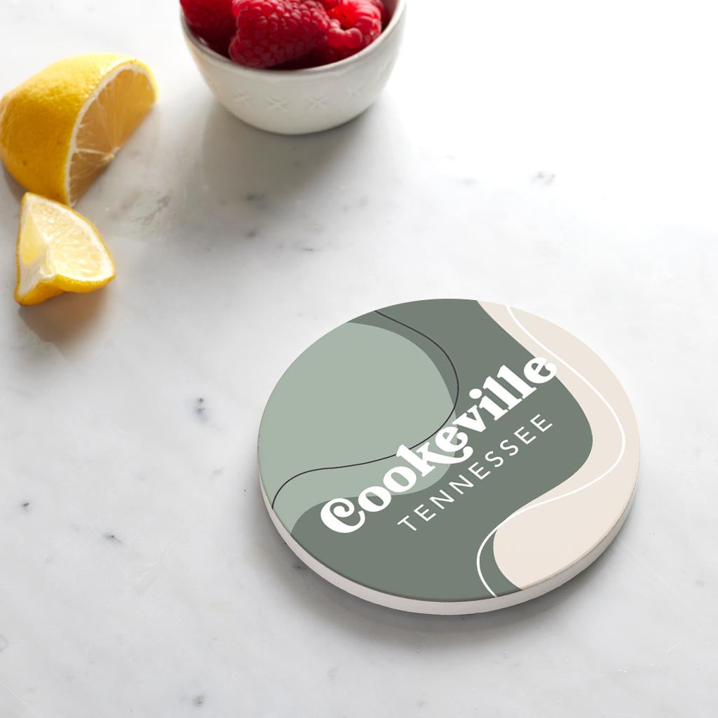 Ceramic Round Coaster-Vingtage Groove Cookeville Tennessee -3