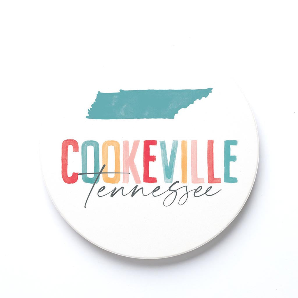 Ceramic Round Coaster-Watercolor City Cookeville Tennessee -0