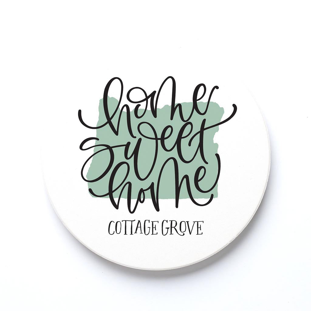 Ceramic Round Coaster-Home Sweet Home Cottage Grove Oregon -0